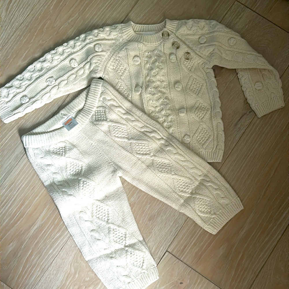 New Mandy Moore for Gymboree Unisex Baby Cable Knit 2-Piece Play Wear Outfit
